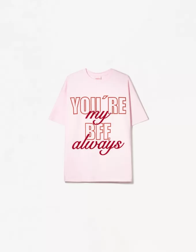 Camiseta manga corta con estampado Pink
