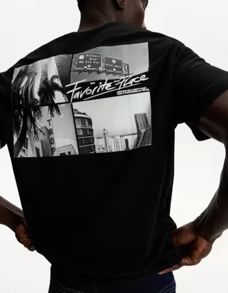 Camiseta manga corta con estampado Black