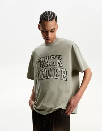Camiseta manga corta con estampado Khaki