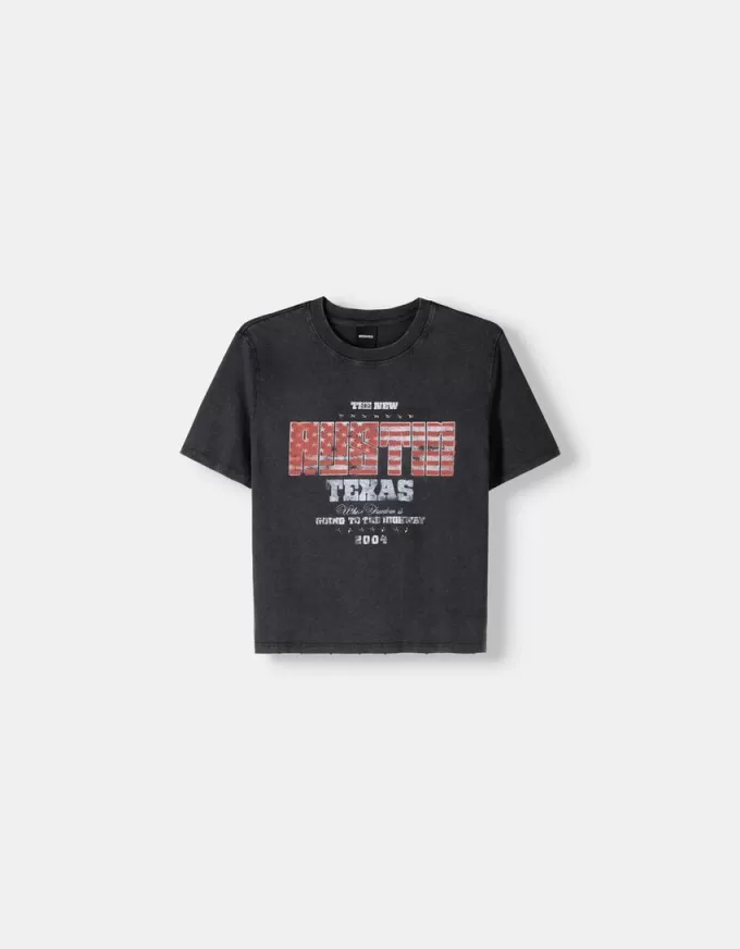 Camiseta manga corta con estampado Grey