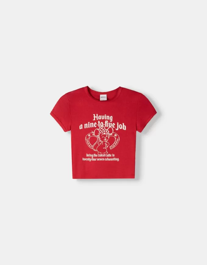 Camiseta manga corta con estampado Red