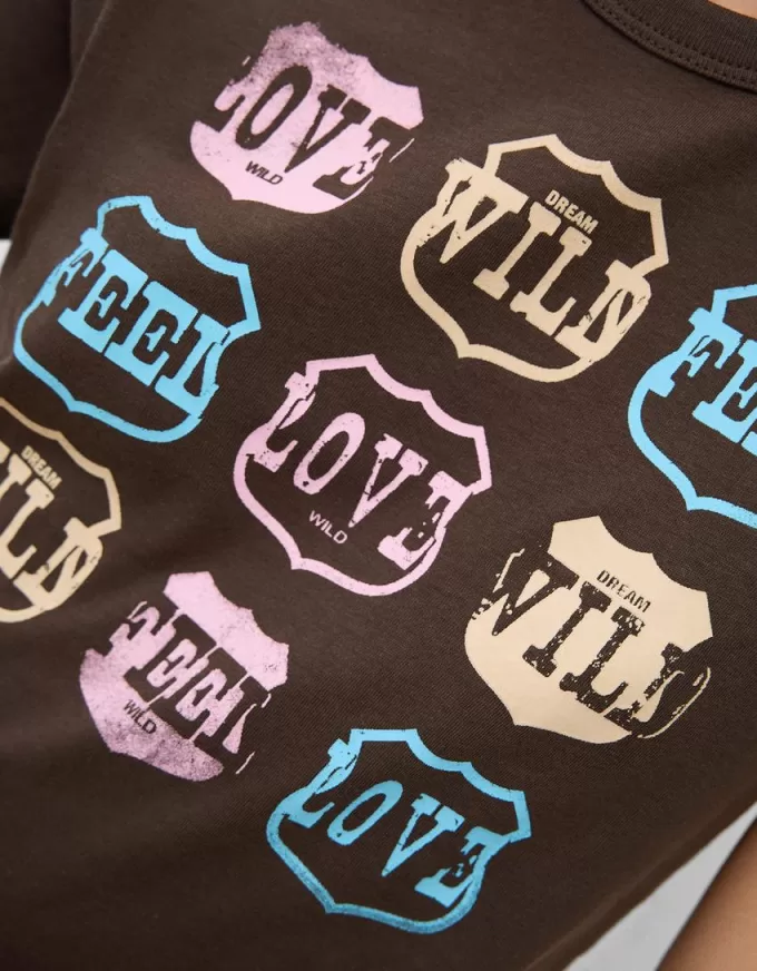 Camiseta manga corta con estampado Brown