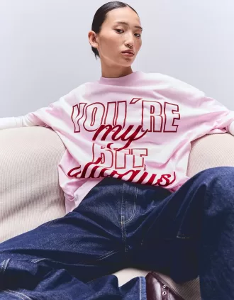 Camiseta manga corta con estampado Pink