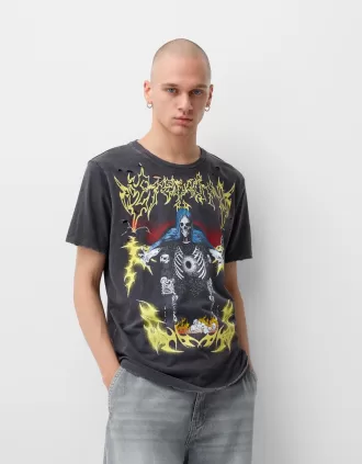 Camiseta manga corta estampada Grey
