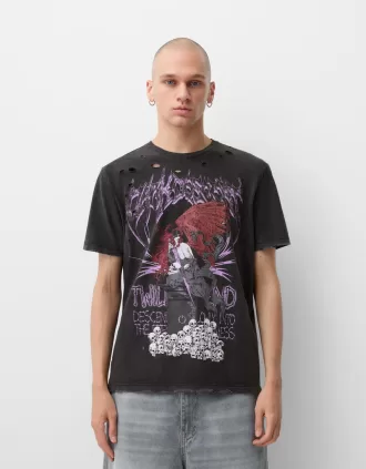 Camiseta manga corta estampada Dark grey