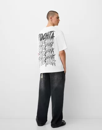 Camiseta manga corta estampado Chainsaw Man White