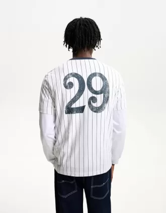 Camiseta manga corta estampado deportivo rayas White