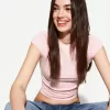 Camiseta manga corta fruncido lateral Pink