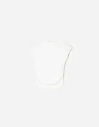 Camiseta manga corta fruncido lateral Off white