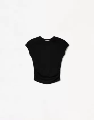 Camiseta manga corta fruncido lateral Black