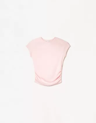 Camiseta manga corta fruncido lateral Pink