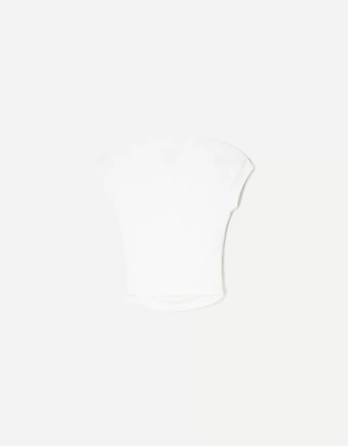Camiseta manga corta fruncido lateral Off white