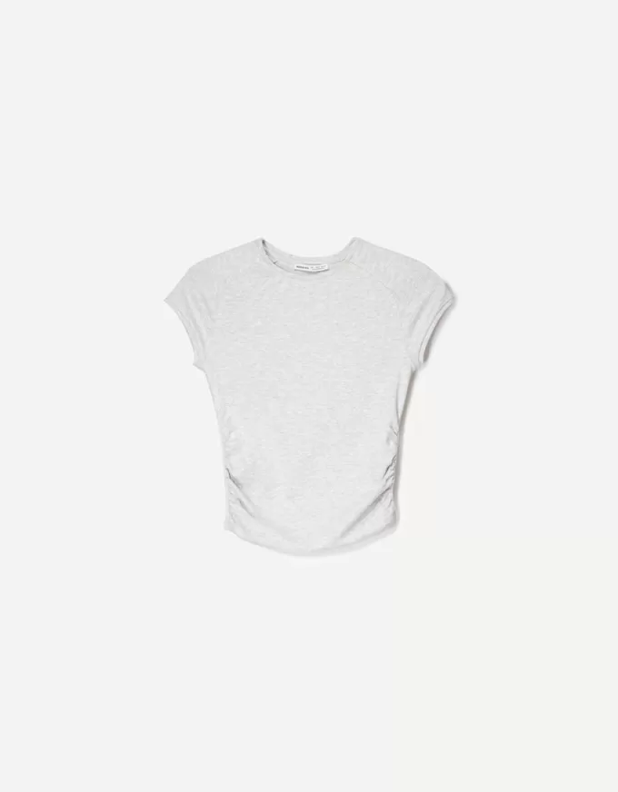 Camiseta manga corta fruncido lateral Grey Camiseta manga corta fruncido lateral Grey