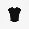Camiseta manga corta fruncido lateral Black