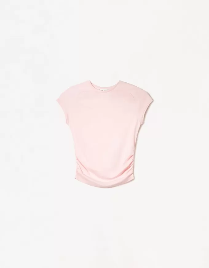 Camiseta manga corta fruncido lateral Pink