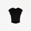 Camiseta manga corta fruncido lateral Black