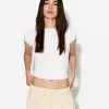 Camiseta manga corta fruncido lateral Off white