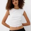 Camiseta manga corta hombreras Cream