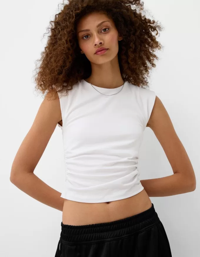 Camiseta manga corta hombreras Cream