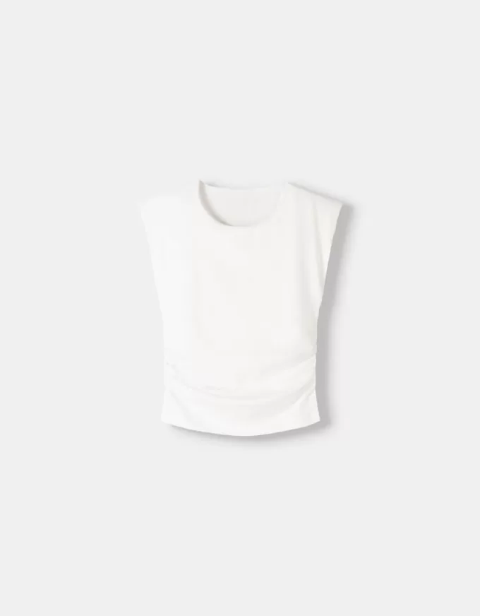 Camiseta manga corta hombreras Cream