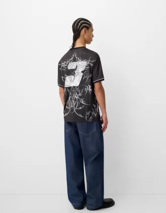 Camiseta manga corta malla estampada Black