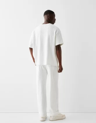 Camiseta manga corta rayas textura White