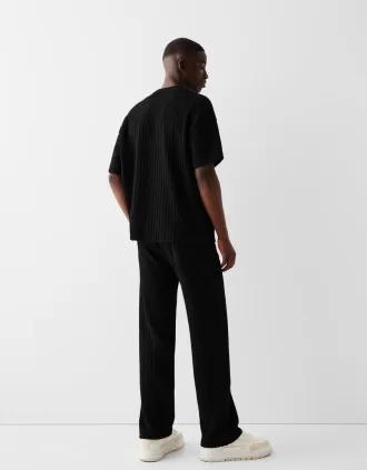 Camiseta manga corta rayas textura Black