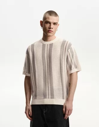 Camiseta manga corta rayas textura Sand
