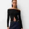 Camiseta manga larga con botones Black Camiseta manga larga con botones Black