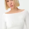 Camiseta manga larga cuello barco bordado Off white