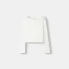 Camiseta manga larga cuello barco bordado Off white
