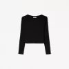Camiseta manga larga cuello pico Black