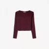 Camiseta manga larga cuello pico Burgundy Camiseta manga larga cuello pico Burgundy