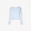 Camiseta manga larga cuello pico Light blue