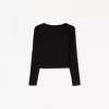 Camiseta manga larga cuello pico Black