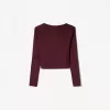 Camiseta manga larga cuello pico Burgundy Camiseta manga larga cuello pico Burgundy