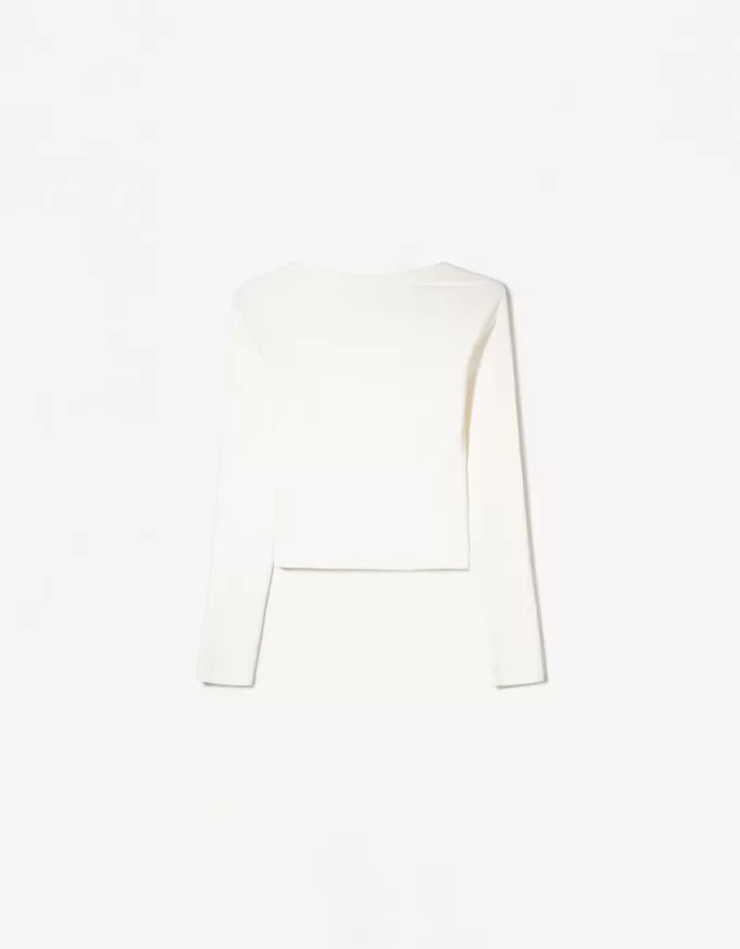 Camiseta manga larga cuello pico Off white