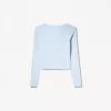 Camiseta manga larga cuello pico Light blue