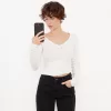 Camiseta manga larga cuello pico Off white