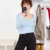 Camiseta manga larga cuello pico Light blue