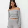 Camiseta manga larga escote Bardot Grey