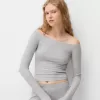 Camiseta manga larga escote Bardot Grey