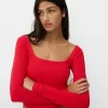 Camiseta manga larga escote cuadrado Red