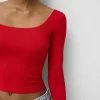 Camiseta manga larga escote cuadrado Red
