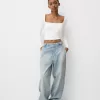 Camiseta manga larga escote cuadrado Off white