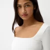 Camiseta manga larga escote cuadrado Off white