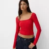 Camiseta manga larga escote cuadrado Red