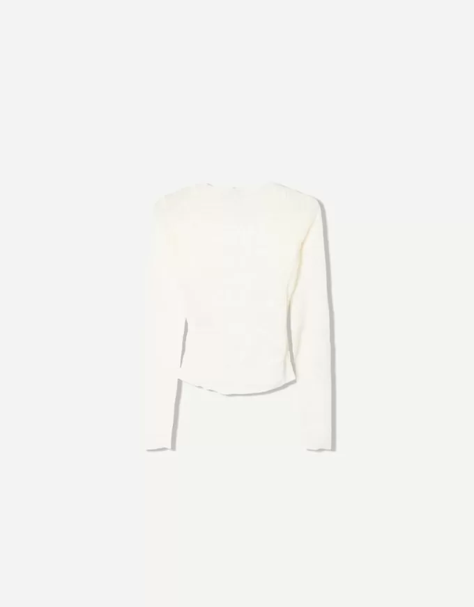 Camiseta manga larga fruncida Cream