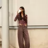 Camiseta manga larga tul estampado Maroon