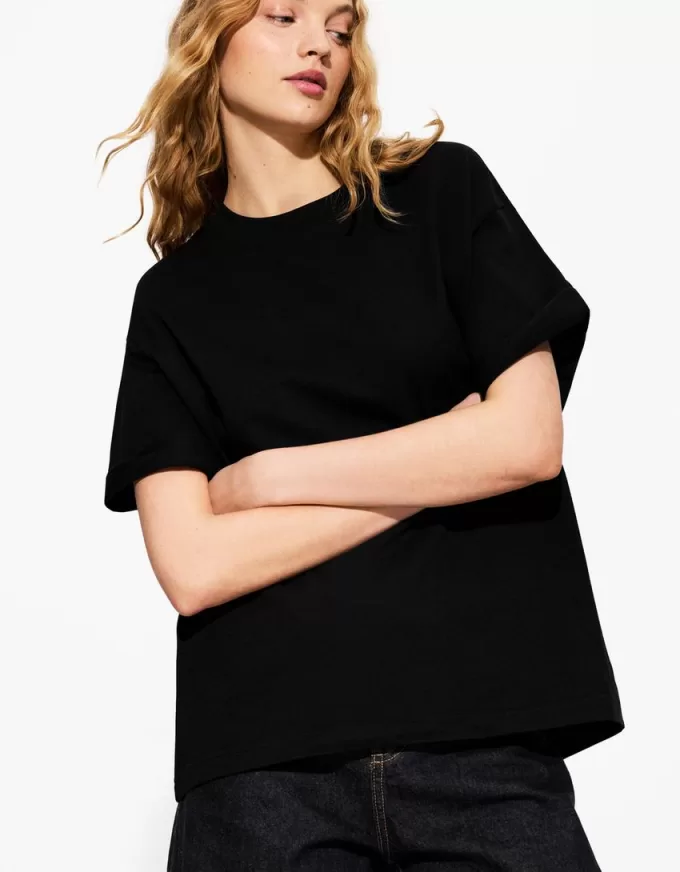 Camiseta oversize de algodón pesado de manga corta Black